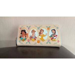 Loungefly Disney Princess Glitter Portraits Zip Wallet NWT
